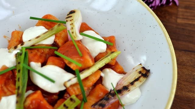Ñoquis de batata con queso de cabra Ñoquis de batata con queso de cabra